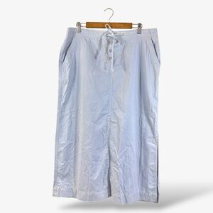 Vintage J. Jill Midi Skirt Size 16 Pale Blue Snap Button Drawstring Slit Modest